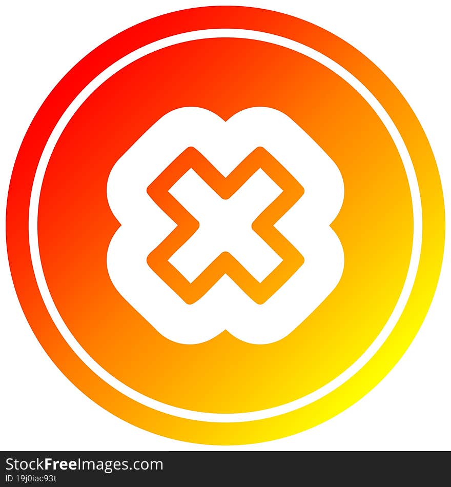 multiplication sign circular icon with warm gradient finish. multiplication sign circular icon with warm gradient finish