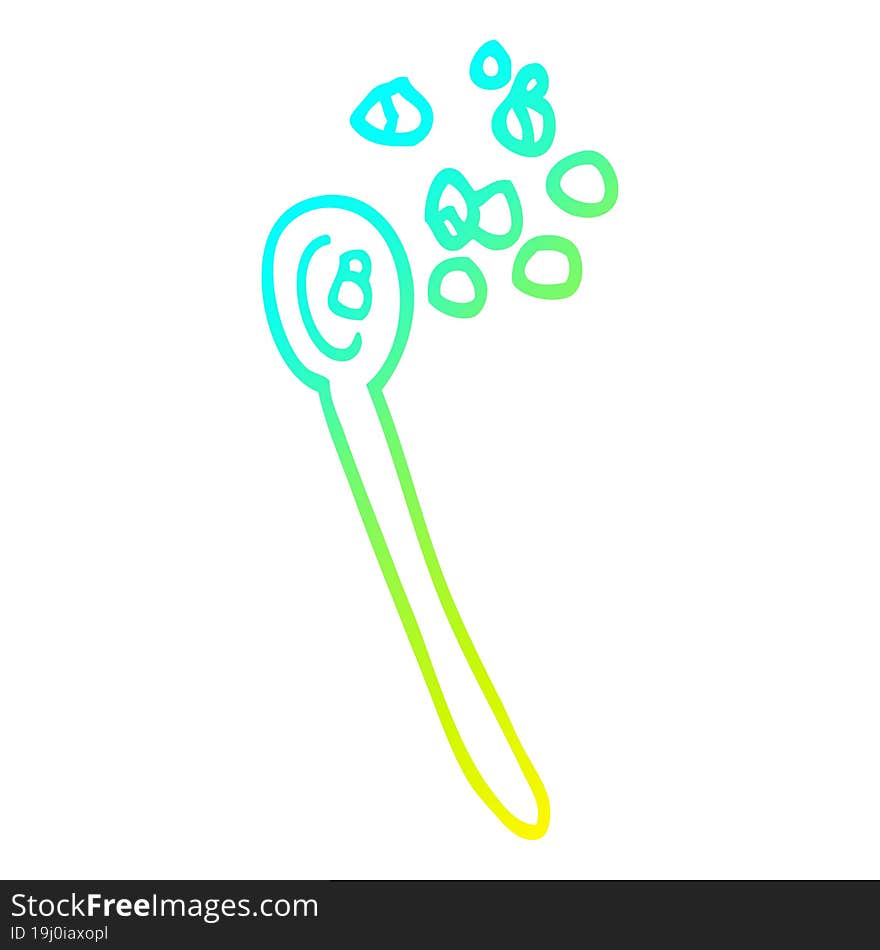 cold gradient line drawing cartoon cereal on a spoon