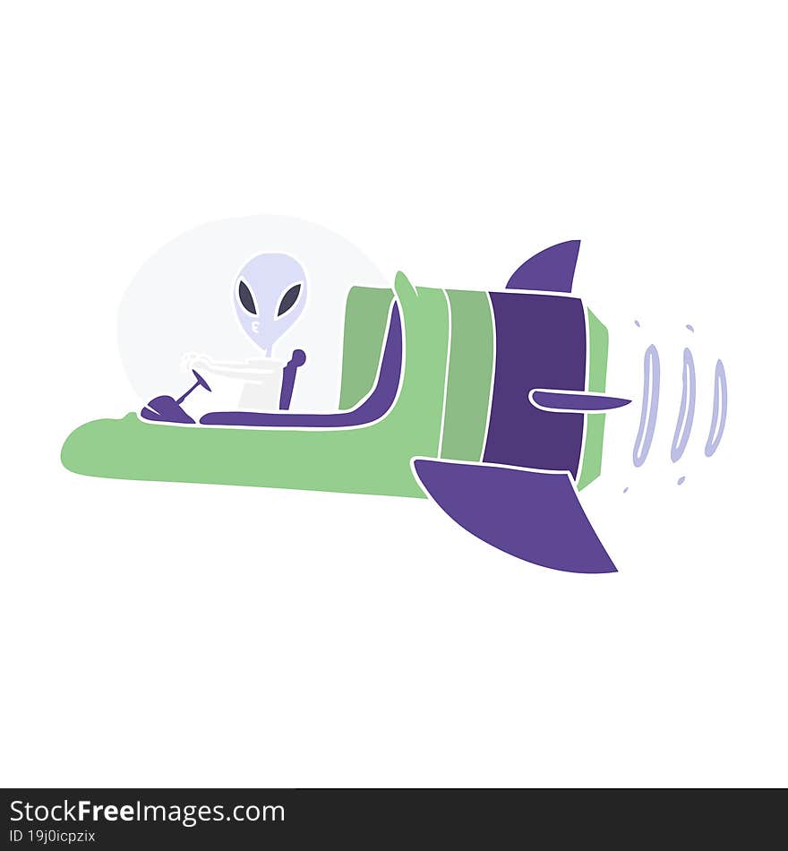 Flat Color Style Cartoon Alien Spacecraft