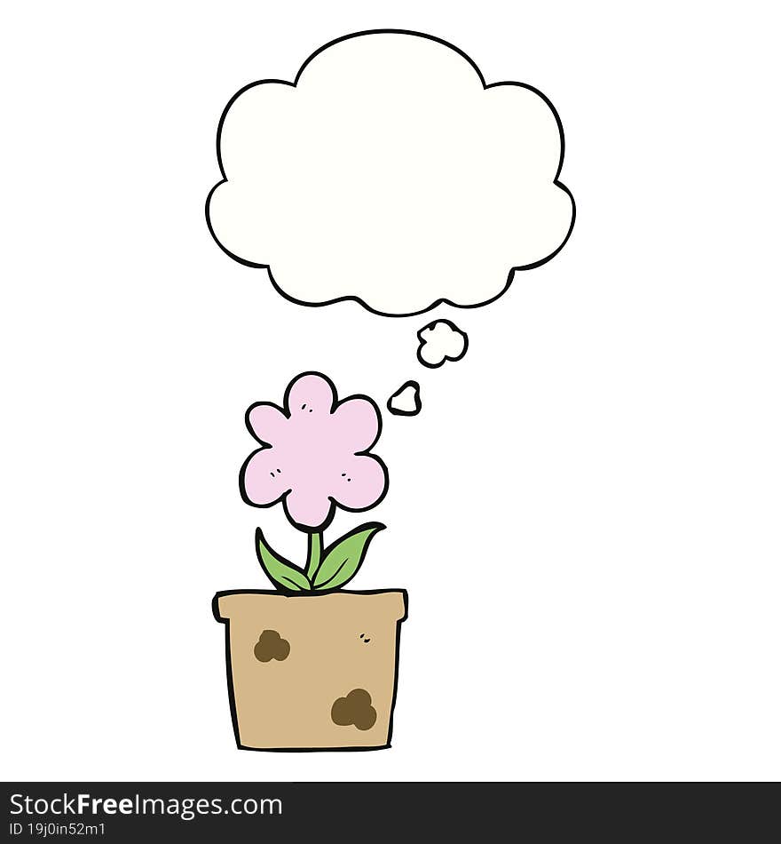 Cute Cartoon Flower And Thought Bubble