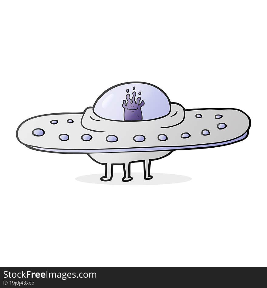 freehand drawn cartoon flying saucer