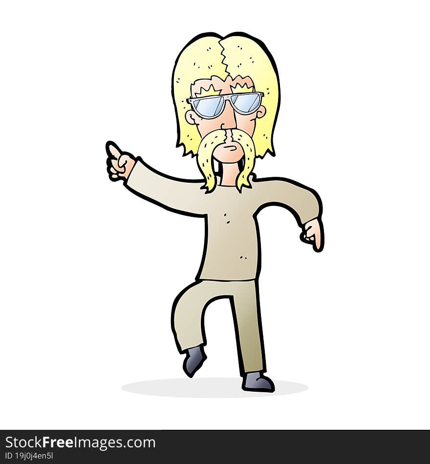 cartoon hippie man wearing glasses