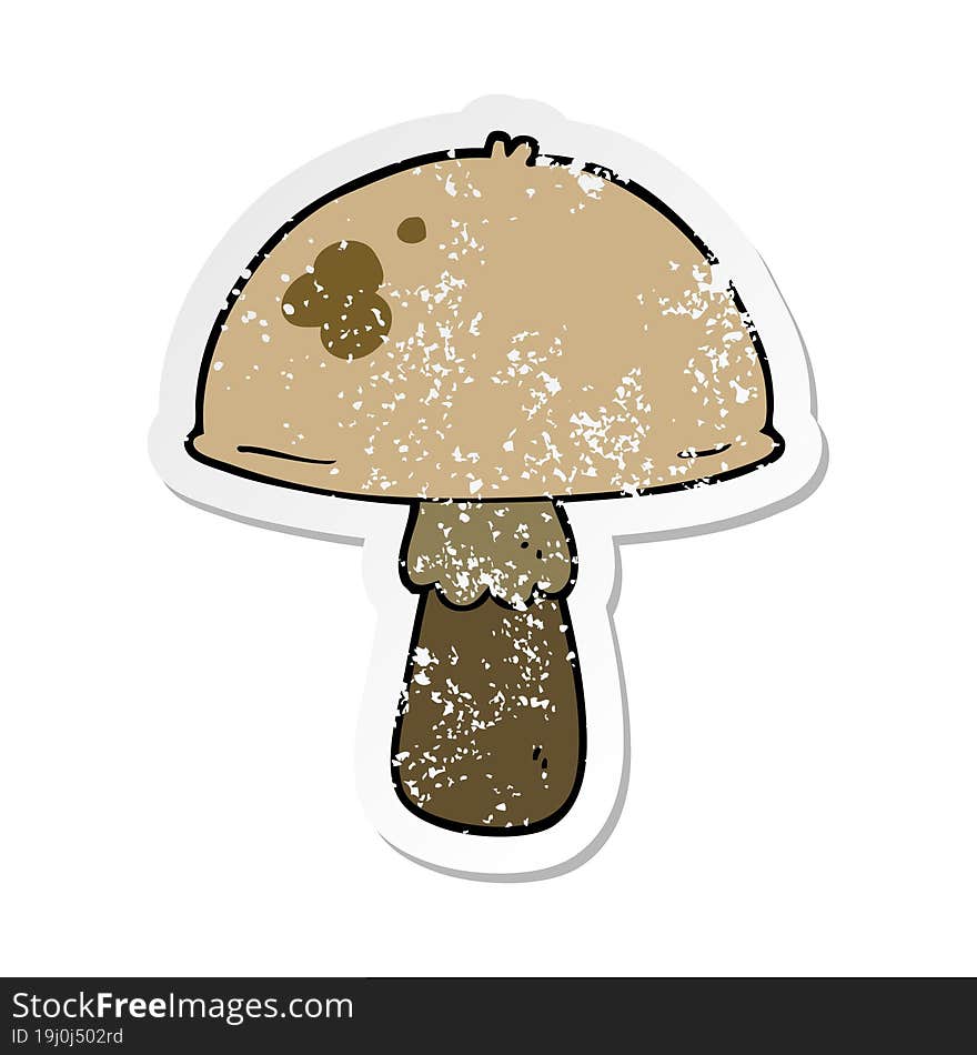 distressed sticker of a cartoon mushroom