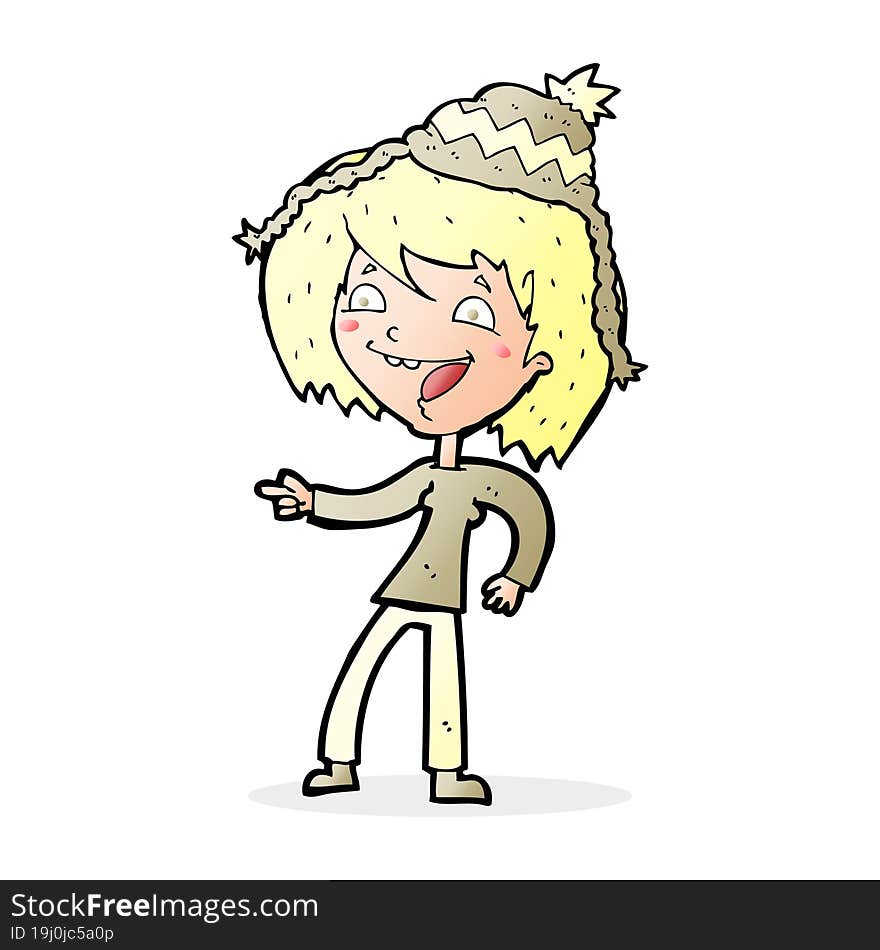 Cartoon Woman Wearing Hat