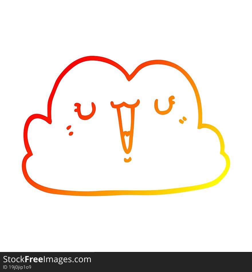 warm gradient line drawing cute cartoon cloud