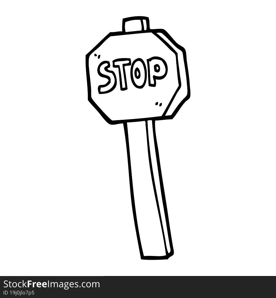 black and white cartoon stop sign