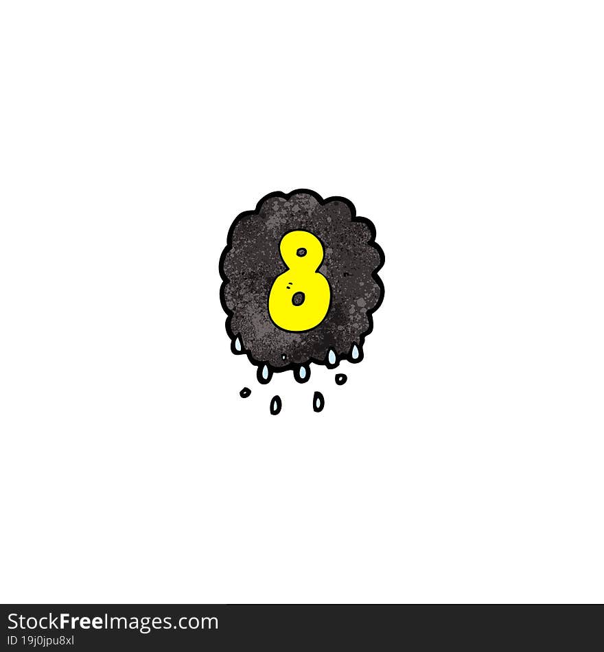 cartoon raincloud with number eight