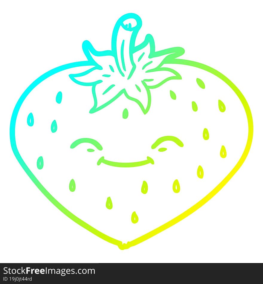 Cold Gradient Line Drawing Cartoon Strawberry