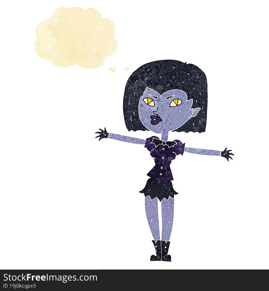 cartoon vampire girl with thought bubble