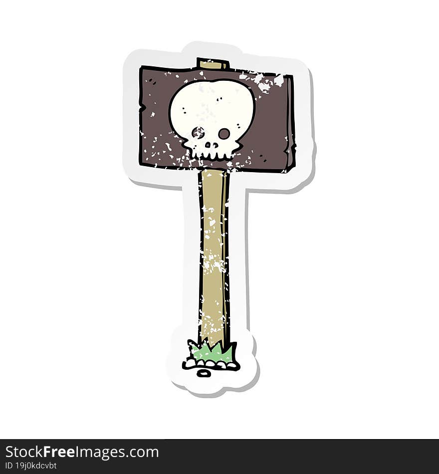 retro distressed sticker of a cartoon spooky sign post