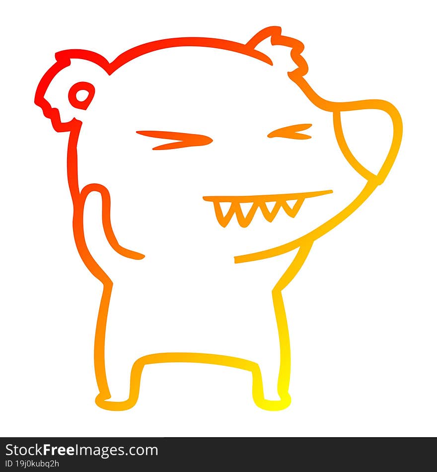 Warm Gradient Line Drawing Angry Polar Bear Cartoon