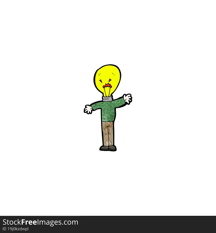 cartoon man with idea light head