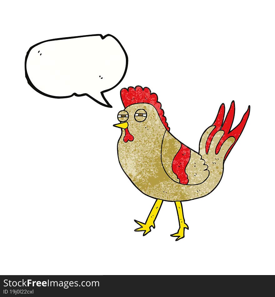 freehand speech bubble textured cartoon chicken