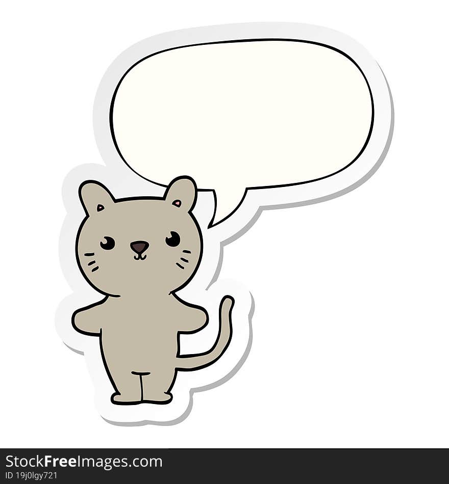 cartoon cat with speech bubble sticker. cartoon cat with speech bubble sticker