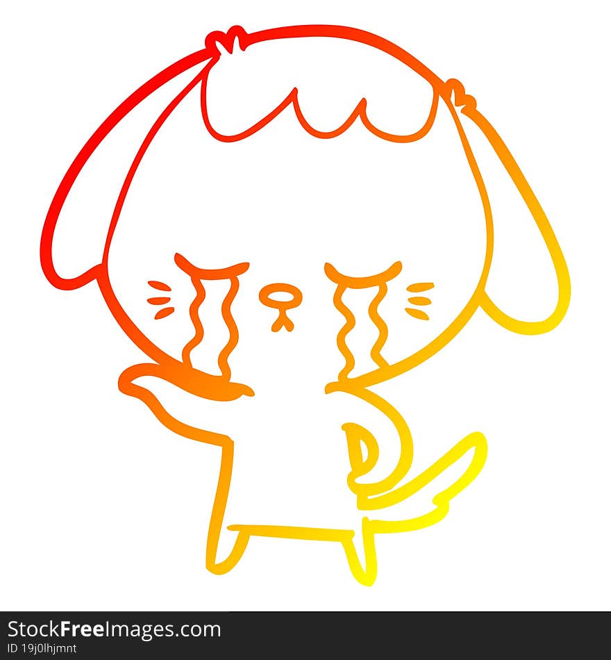 warm gradient line drawing cartoon dog crying