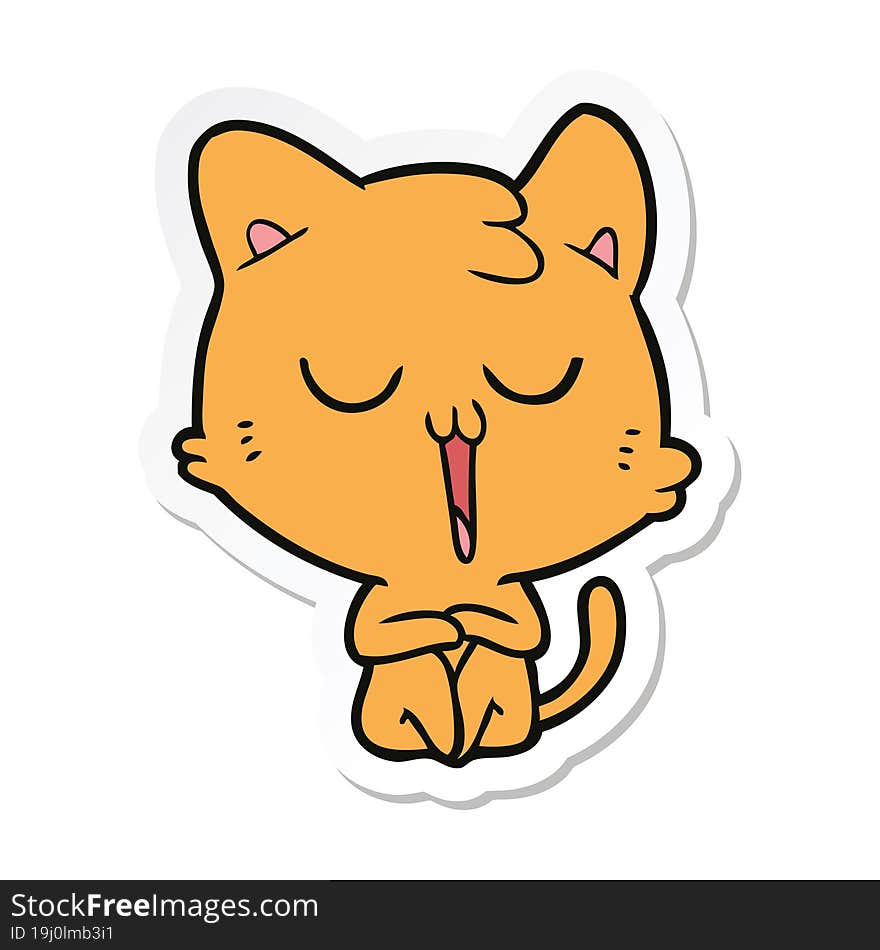 sticker of a cartoon cat singing