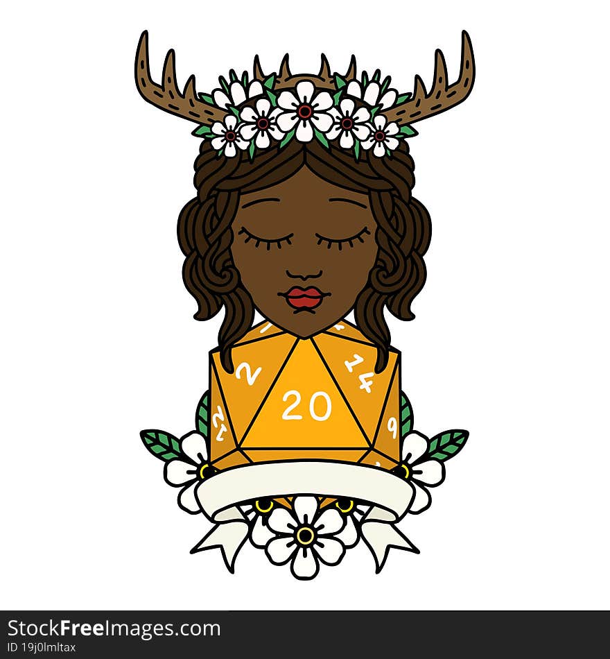 Human Druid With Natural Twenty Roll Illustration