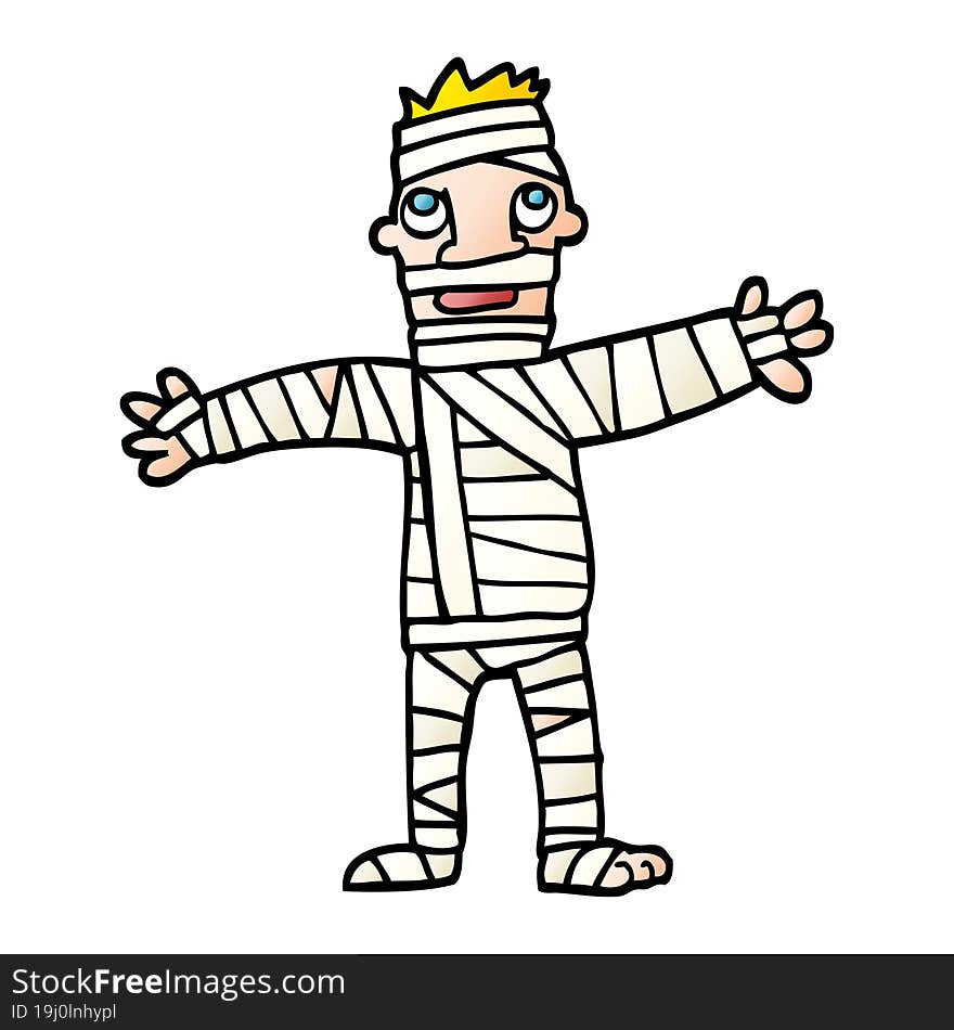 vector gradient illustration cartoon man in bandages