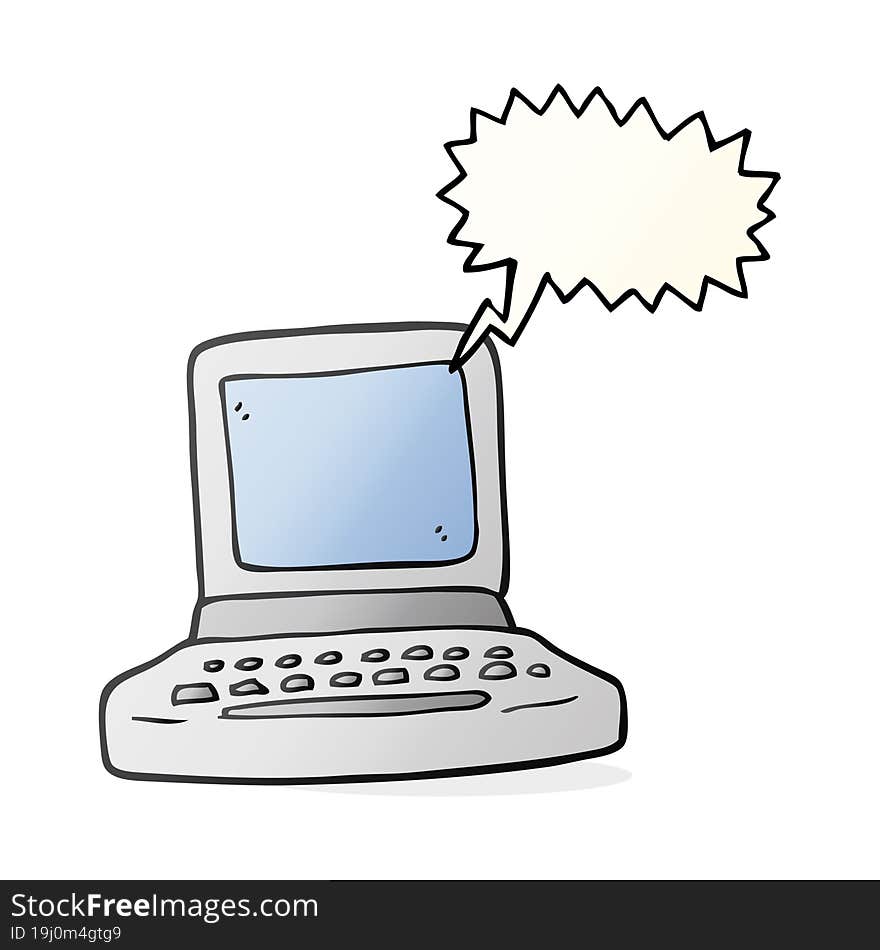 freehand drawn speech bubble cartoon old computer