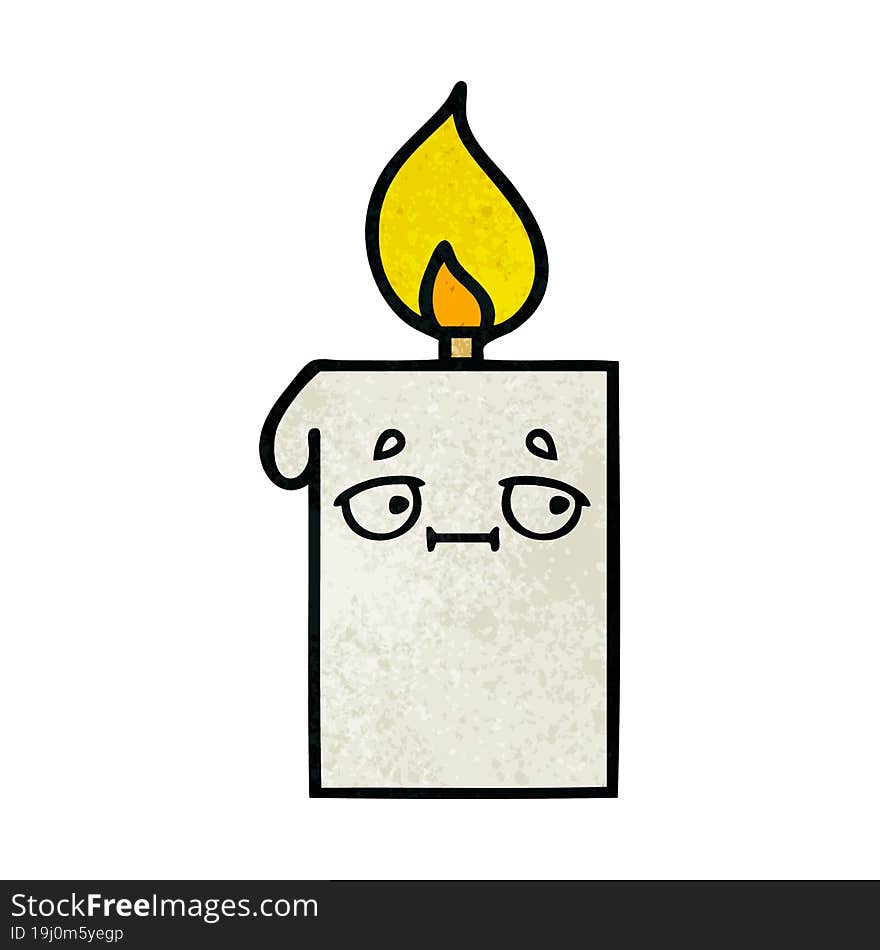 retro grunge texture cartoon of a lit candle