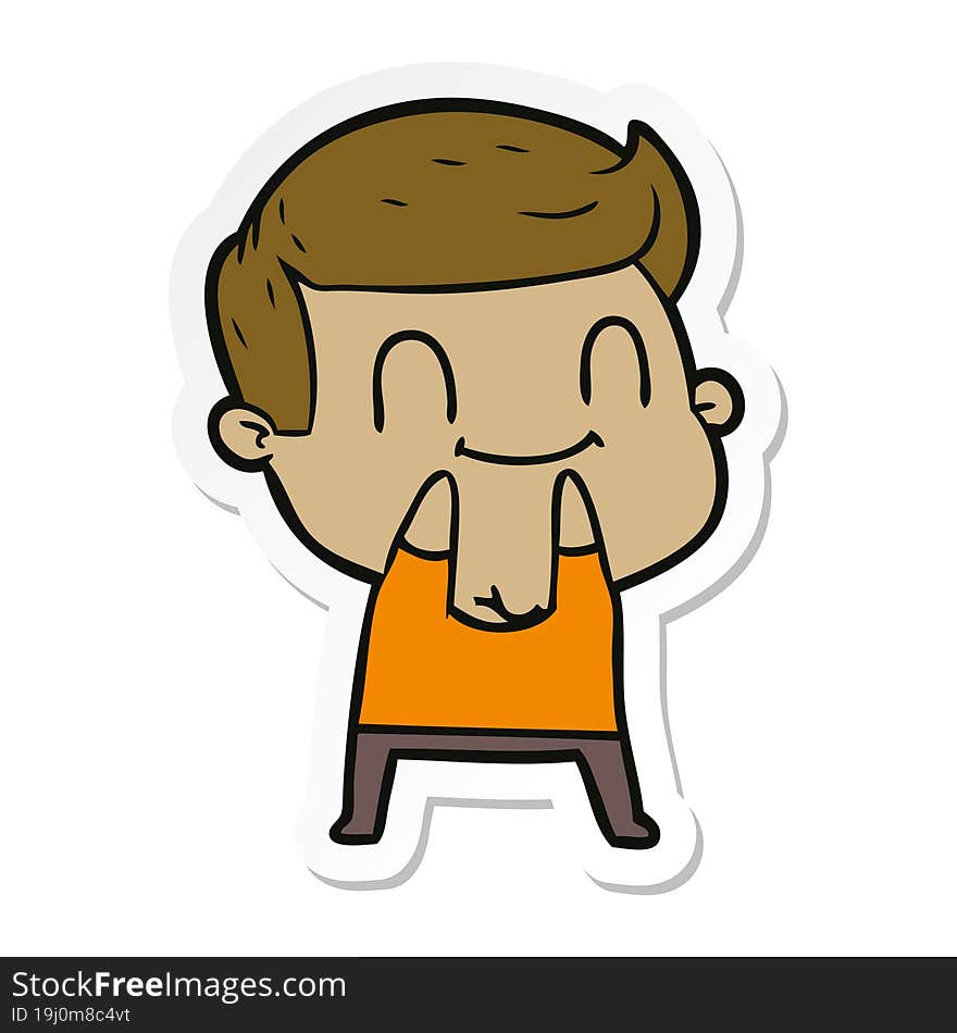 Sticker Of A Cartoon Friendly Man