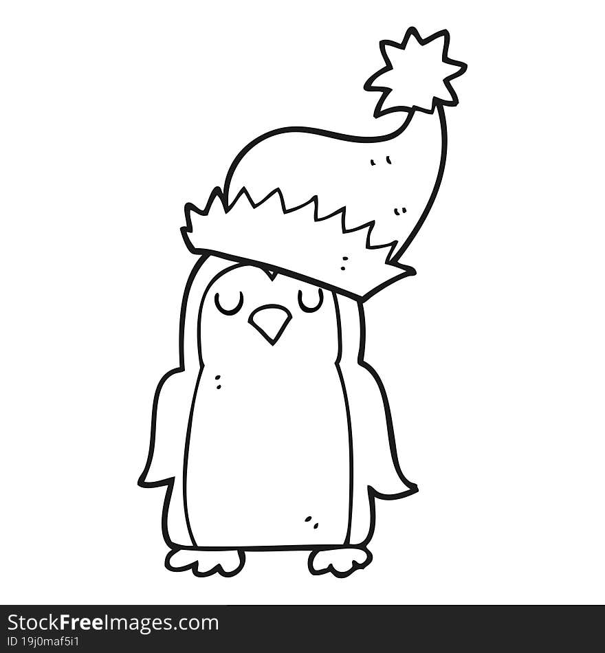 black and white cartoon christmas robin