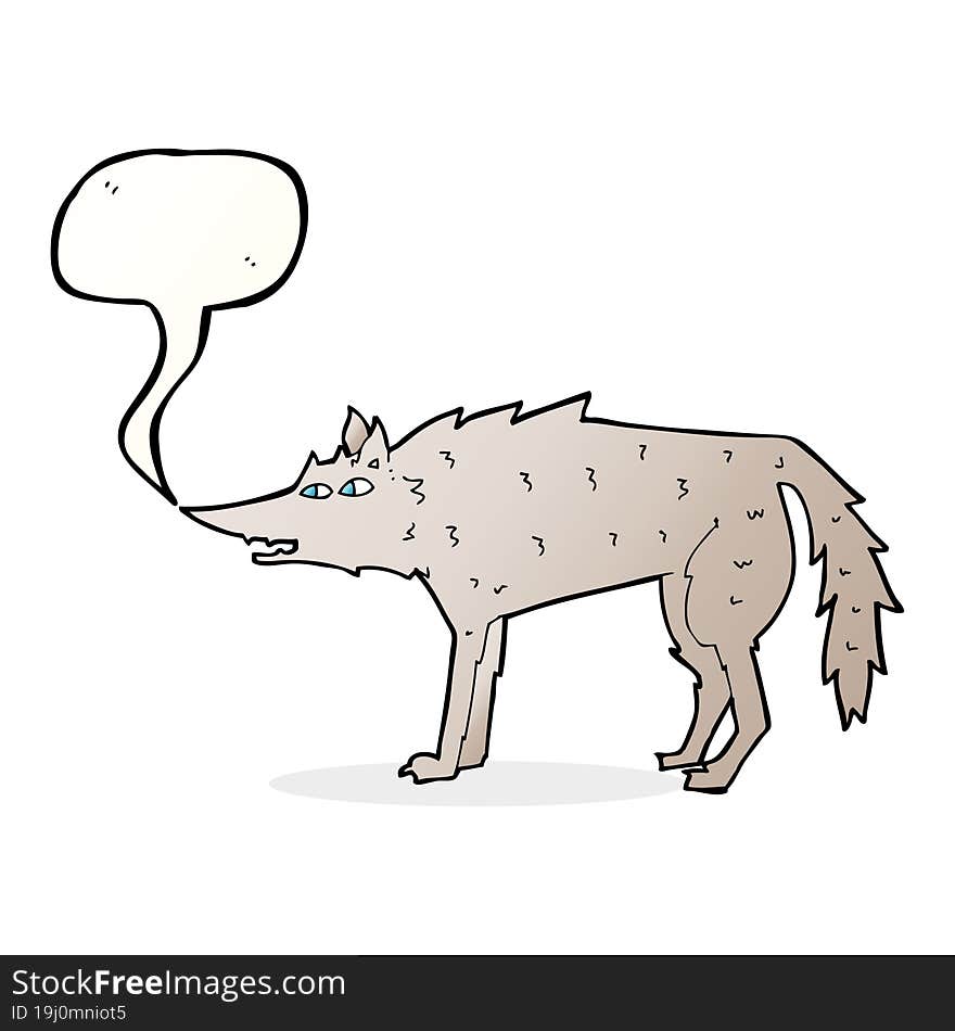 cartoon wolf with speech bubble