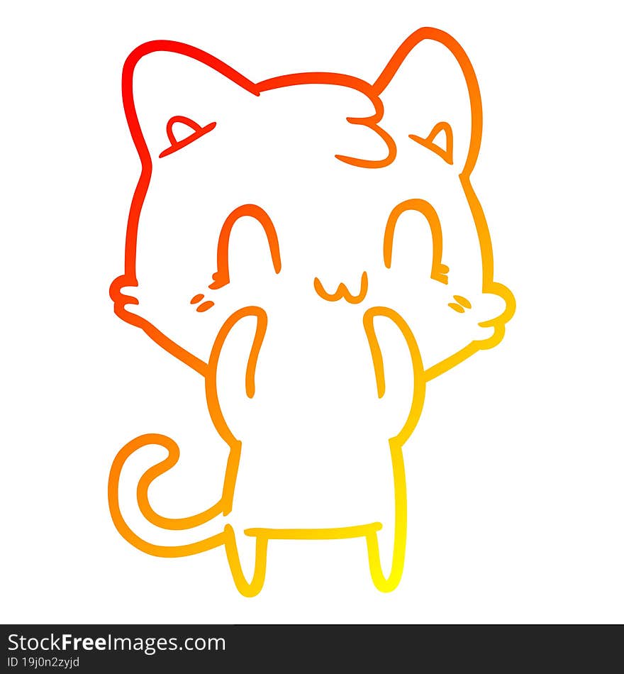 warm gradient line drawing cartoon happy cat