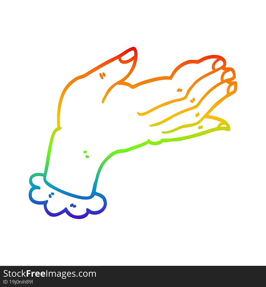 rainbow gradient line drawing of a cartoon hand