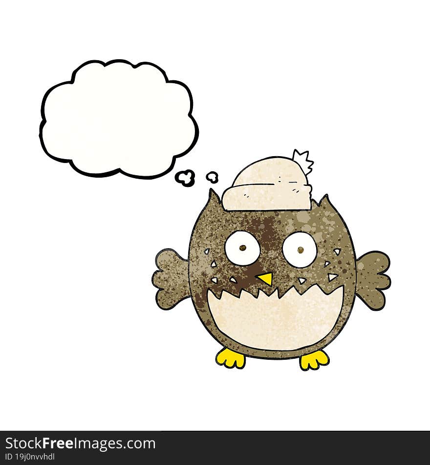 thought bubble textured cartoon owl