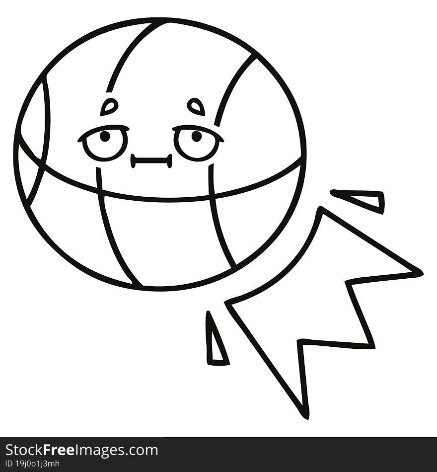 Line Drawing Cartoon Basketball