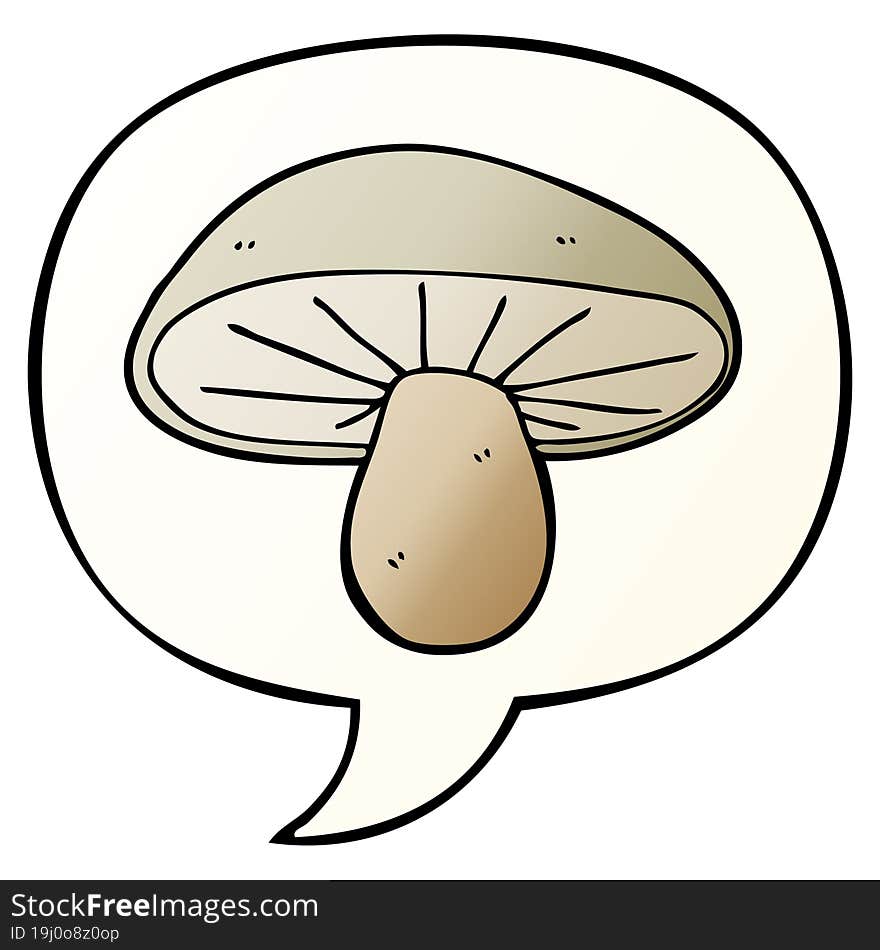 cartoon mushroom and speech bubble in smooth gradient style