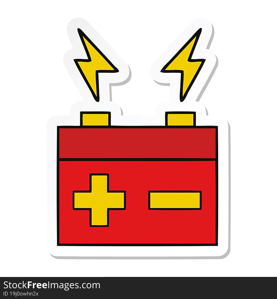 sticker of a cute cartoon electrical battery