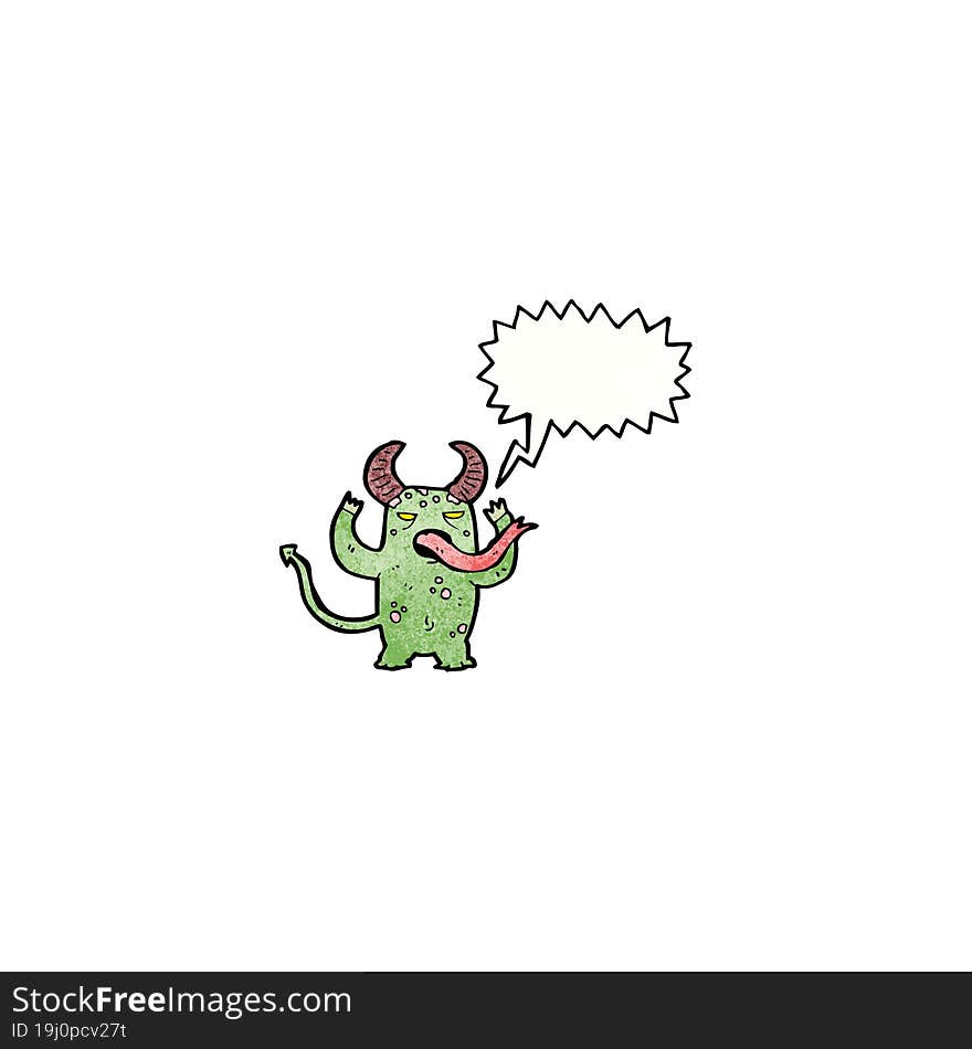 monster with speech bubble cartoon