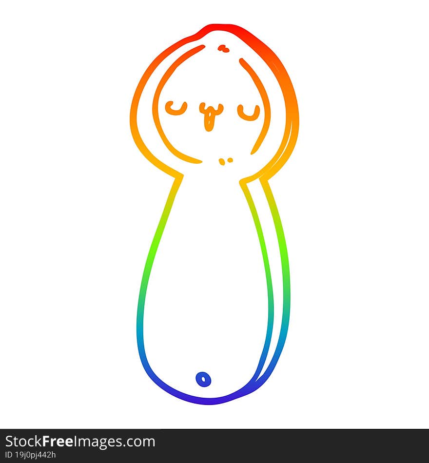 rainbow gradient line drawing of a cartoon spoon