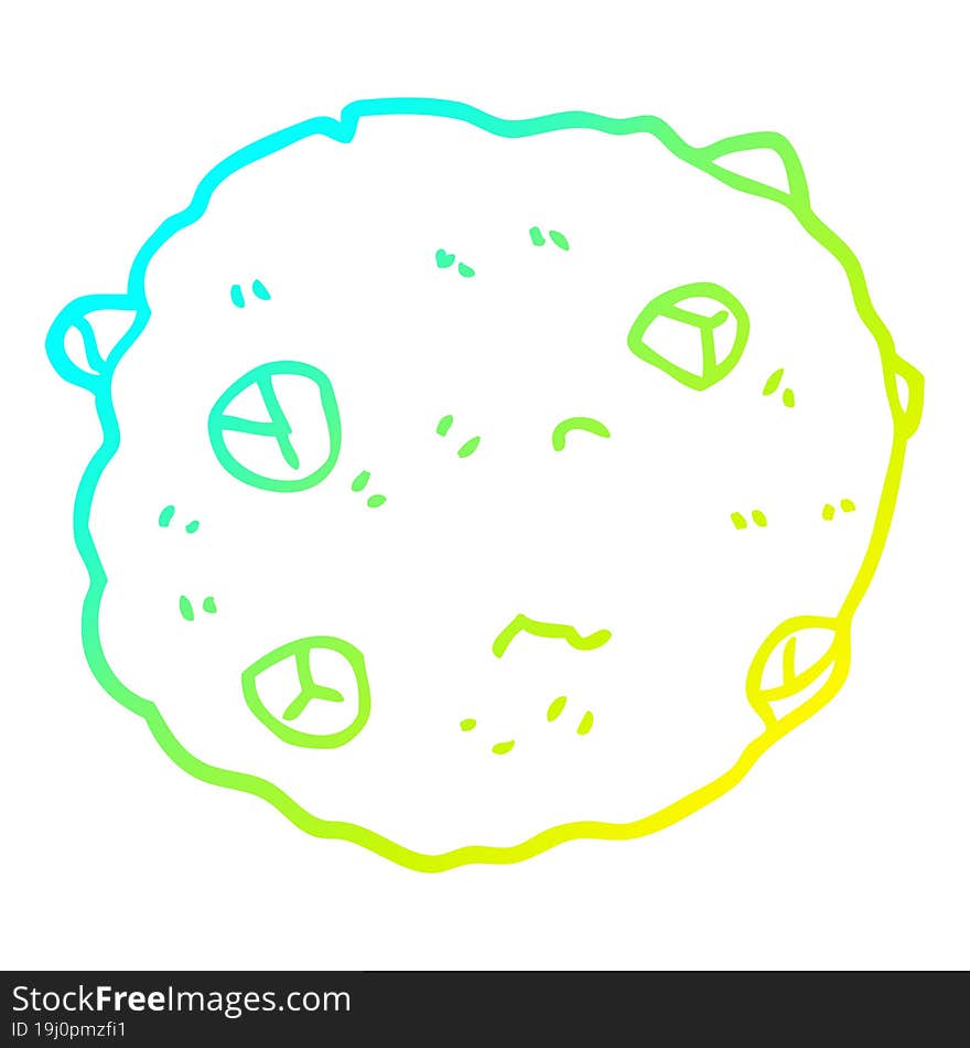 Cold Gradient Line Drawing Cartoon Chocolate Chip Cookie