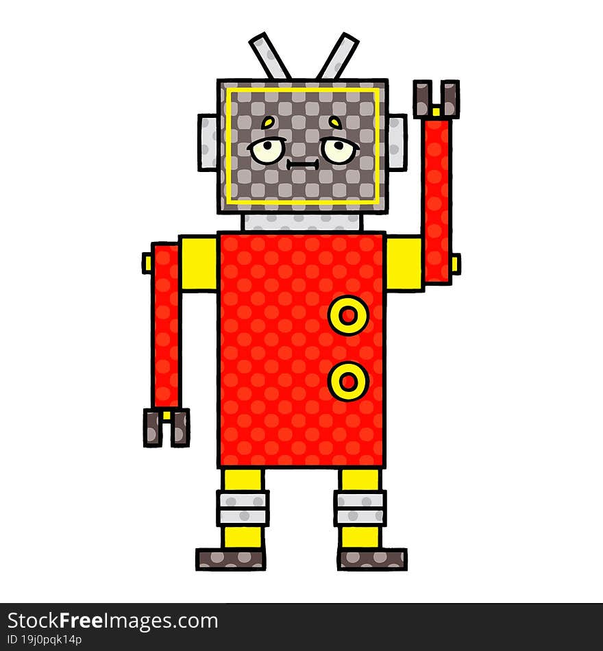 comic book style cartoon of a robot