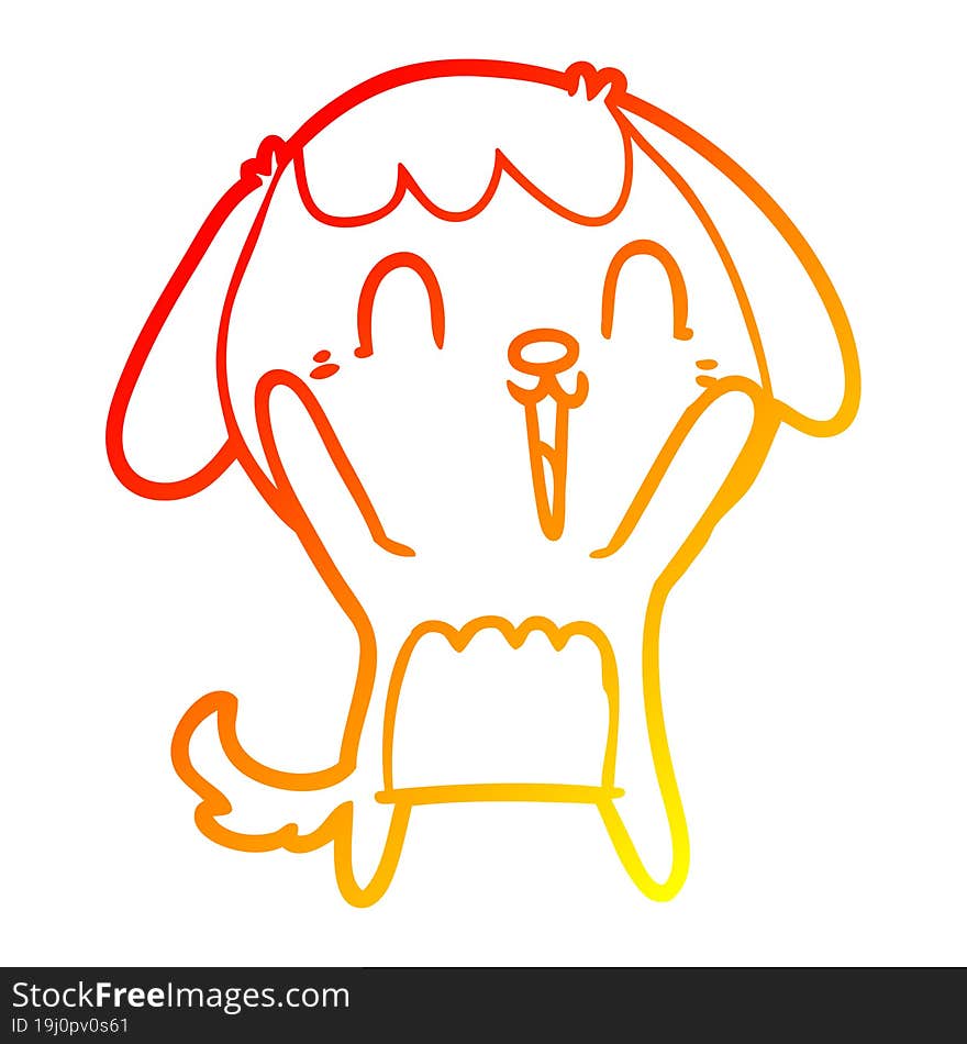 Warm Gradient Line Drawing Cute Cartoon Dog Crying