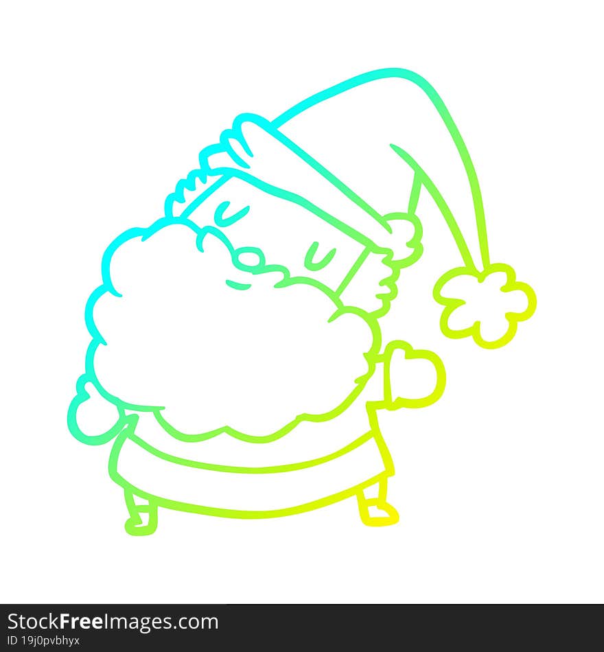 cold gradient line drawing santa claus