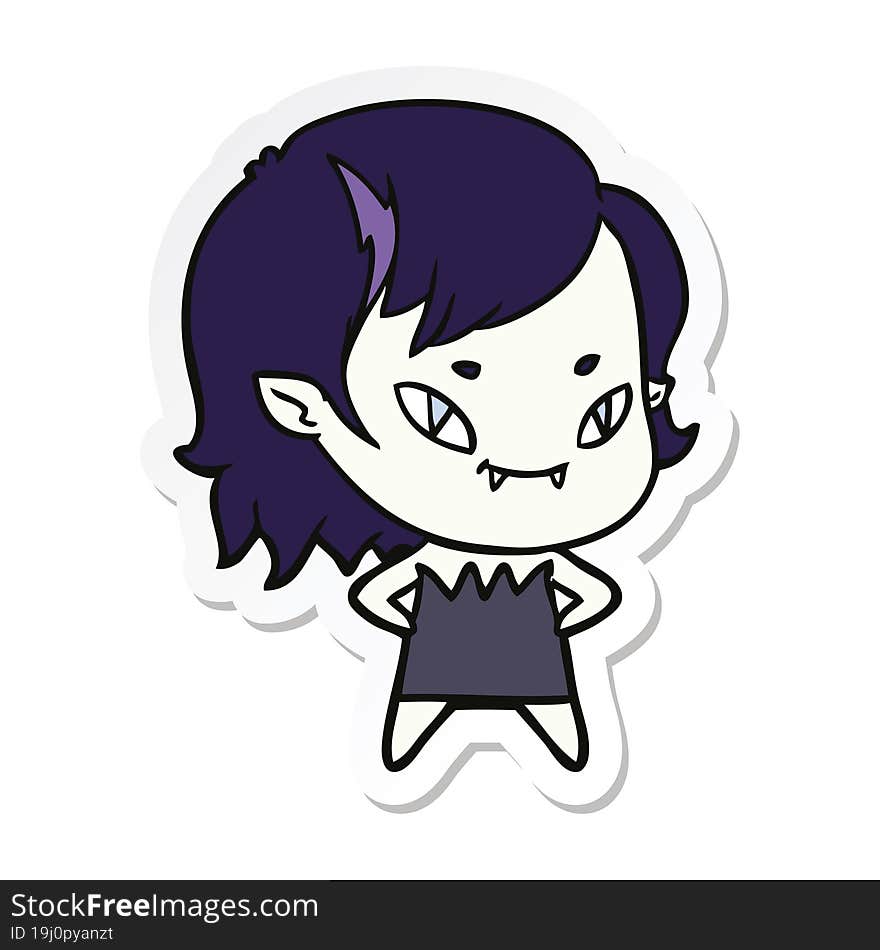 sticker of a cartoon friendly vampire girl