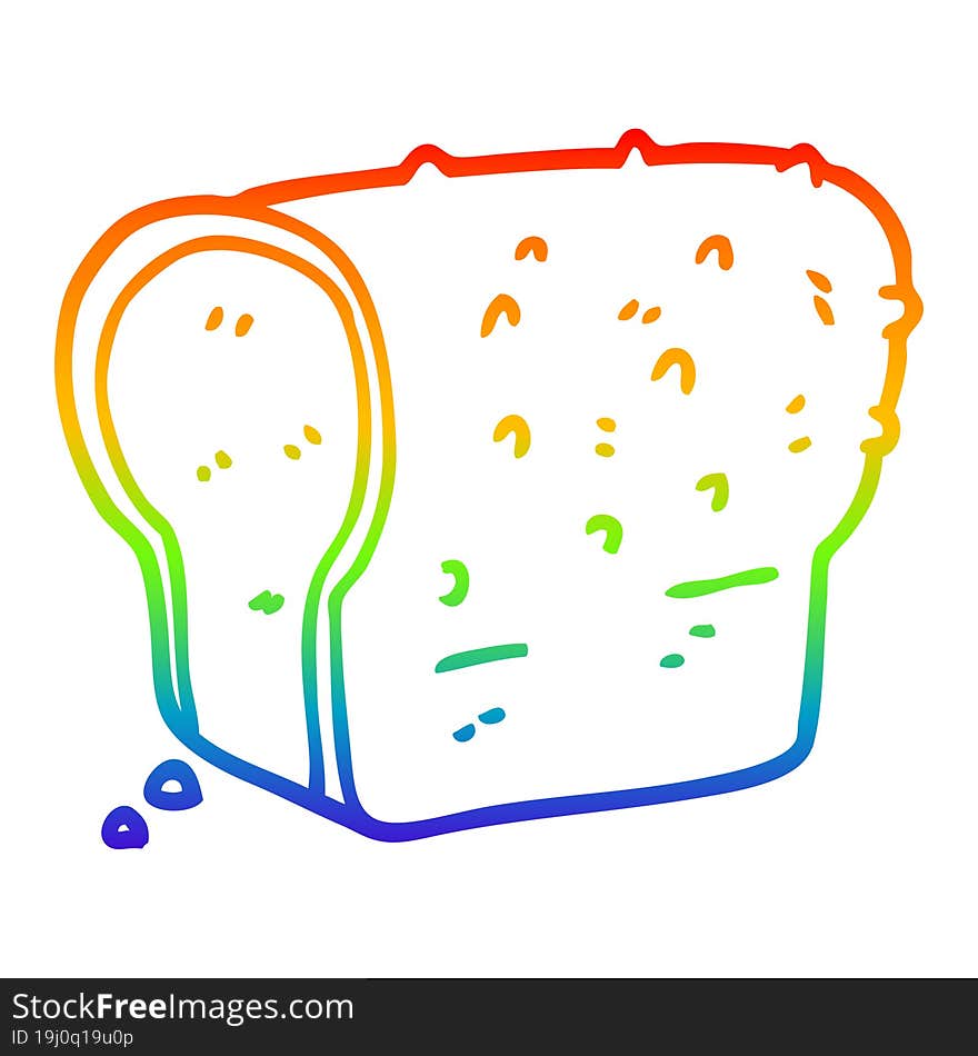 rainbow gradient line drawing cartoon wholemeal bread