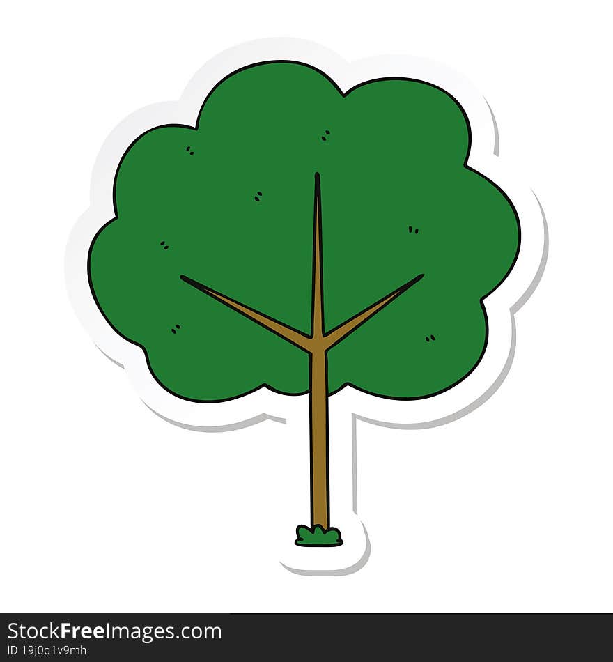 sticker of a quirky hand drawn cartoon tree