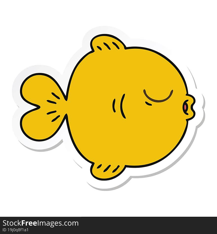 sticker of a quirky hand drawn cartoon fish