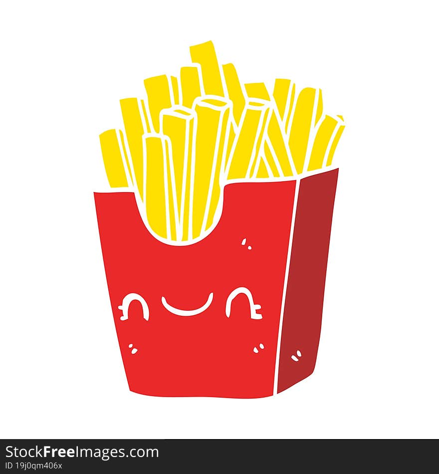 flat color style cartoon fries in box