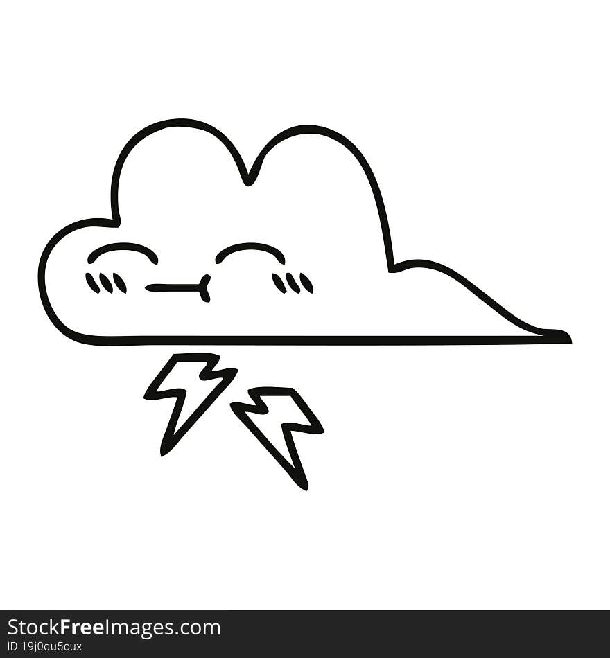 line drawing cartoon thunder cloud