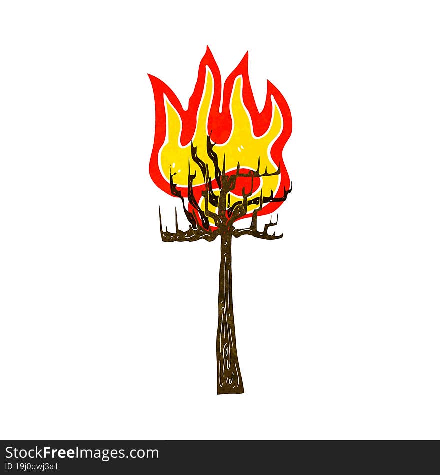 cartoon tree on fire