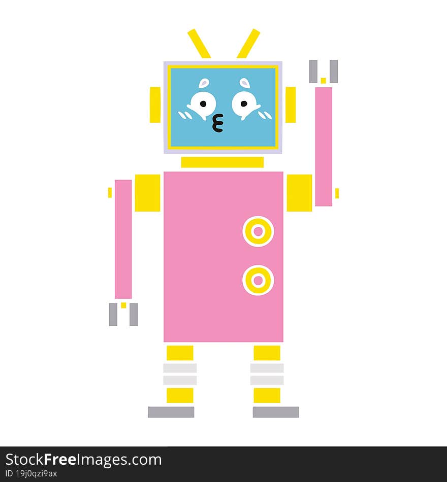 Flat Color Retro Cartoon Robot