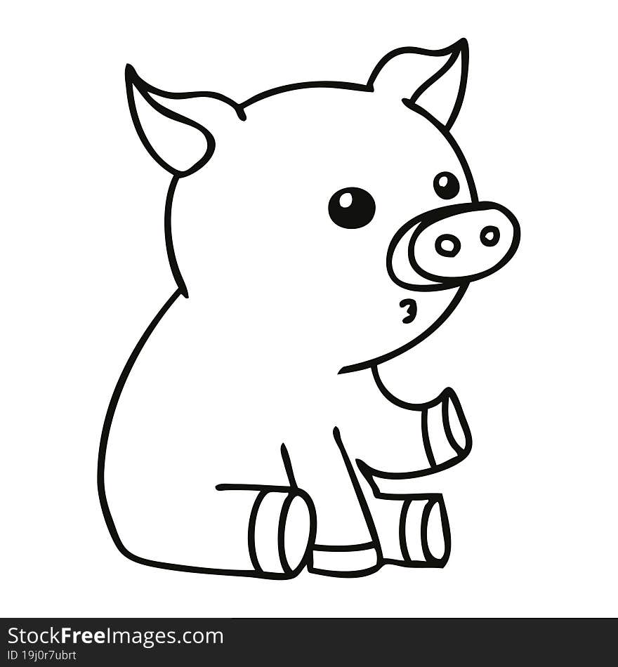 line drawing quirky cartoon pig. line drawing quirky cartoon pig