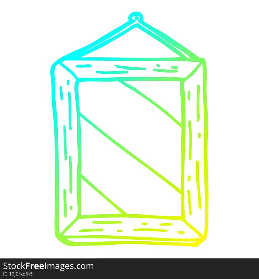 cold gradient line drawing of a cartoon mirror