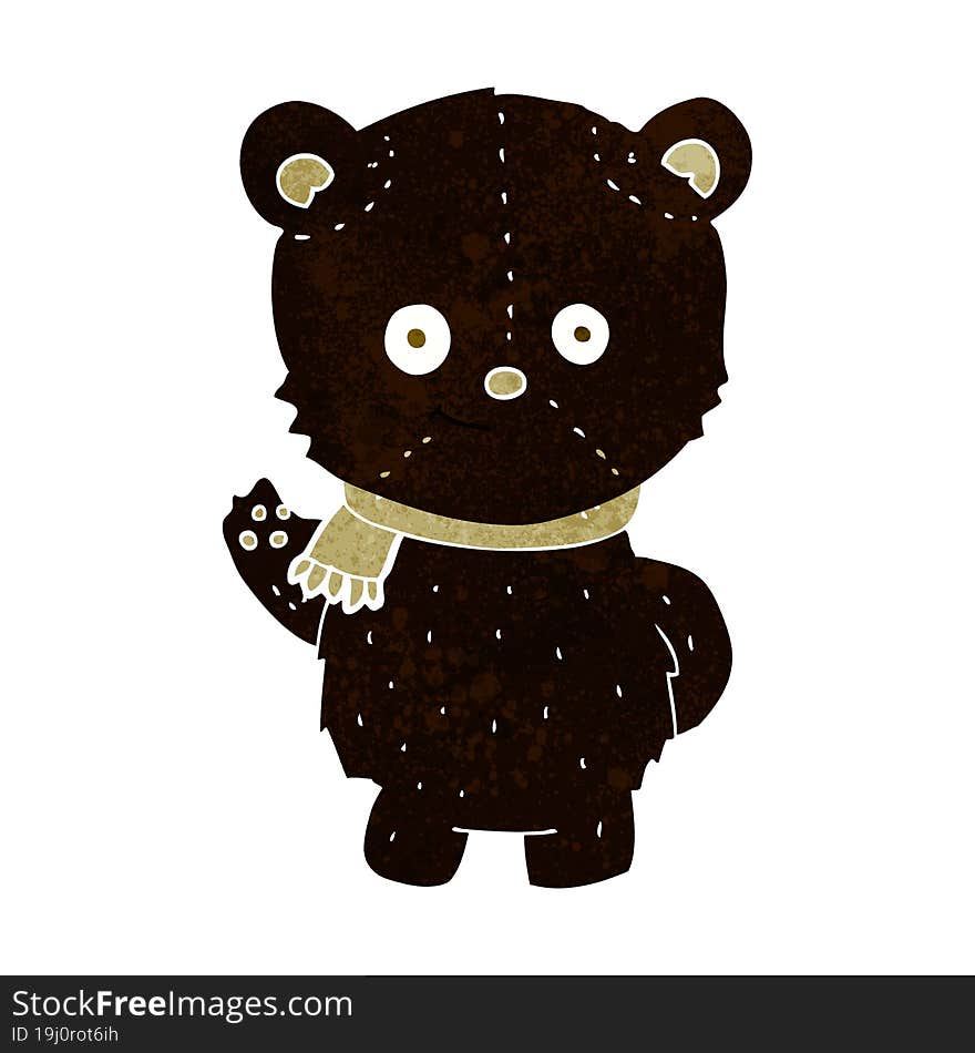 Cute Cartoon Black Bear Waving